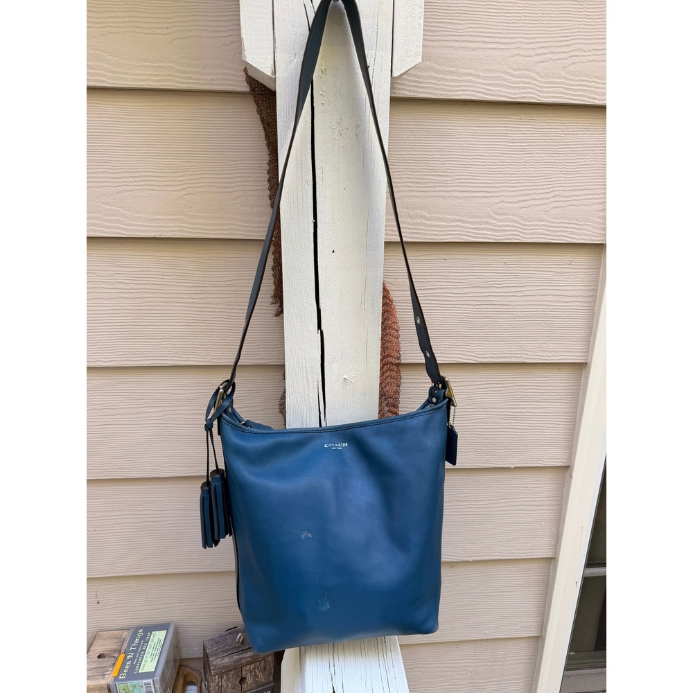 Coach Legacy Duffle Blue Leather Hobo Crossbody Bag 19889